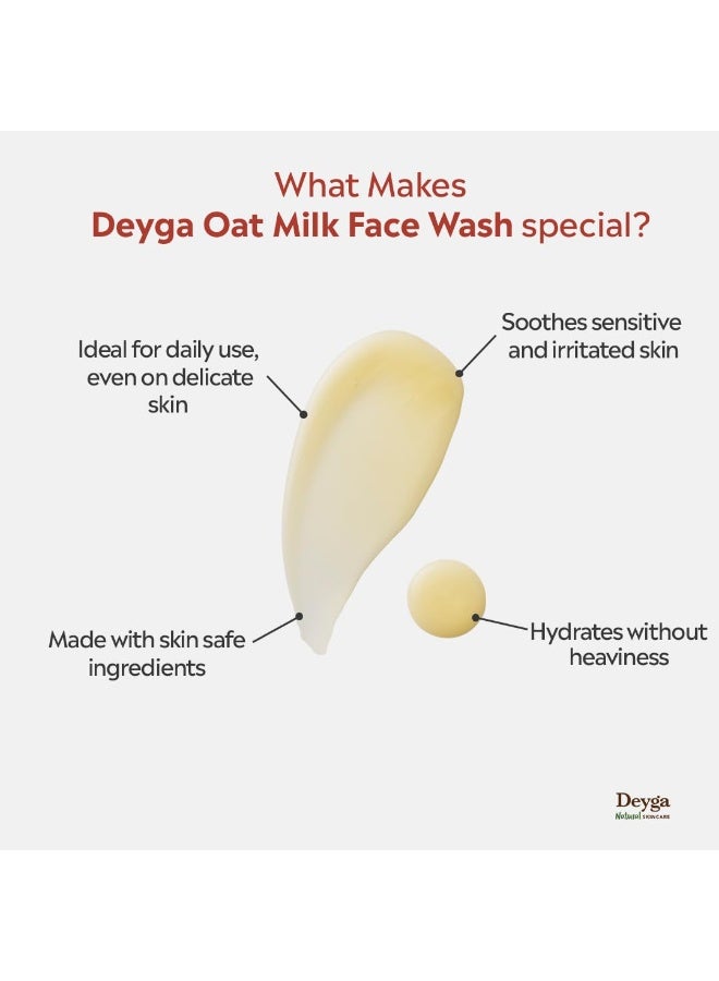 Deyga Oat Milk Face Wash | Cleanses, Hydrates & Soothes | Suitable for Dry & Sensitive Skin | Sulfate & Paraben-Free Face Wash | For Men & Women | 100 ml - Image 2